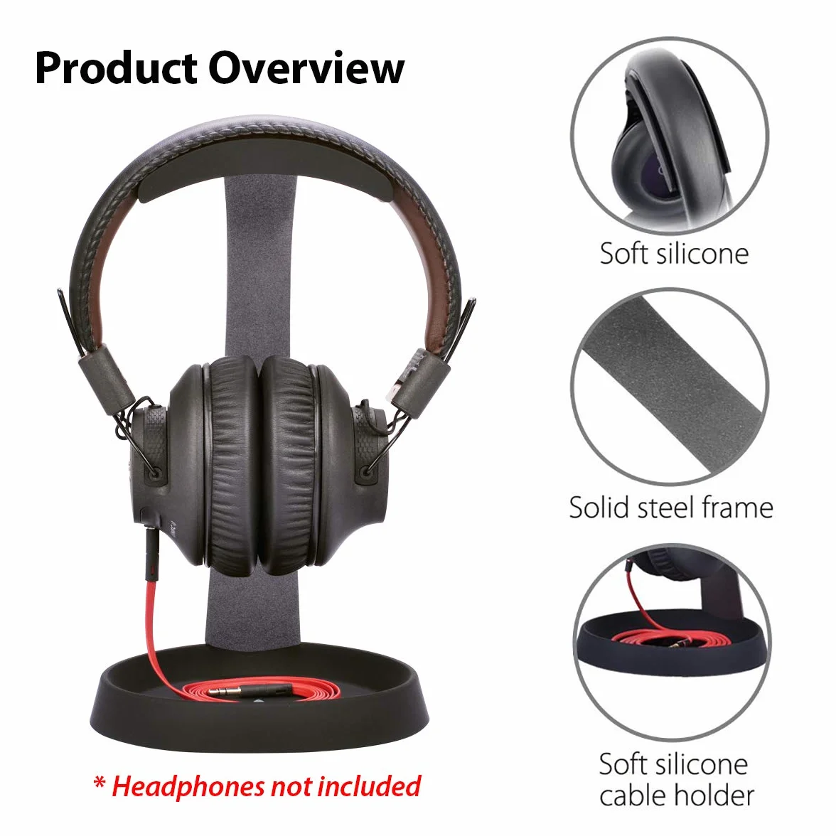 Avantree HS102 Support Universel Robuste en métal & Silicone pour Casques Audio avec Support de câble