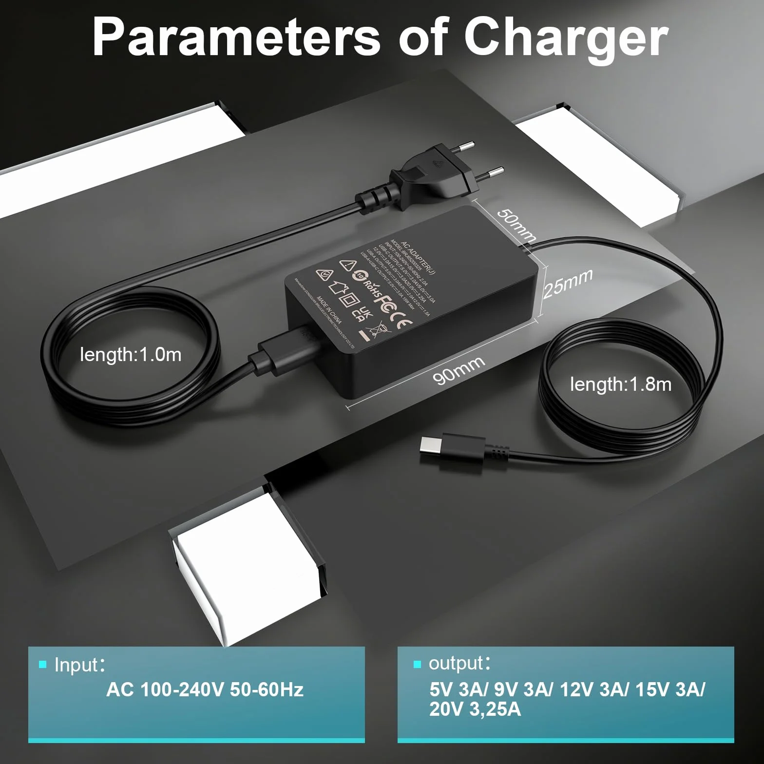 shefor Chargeur pour DJI, 65W USB C Chargeur pour DJI Avata Mini 2 SE, 4 Pro 3 Pro Air 3 2S Mavic 3 Classic Cine Goggles 2, stabilisateurs de Drone, caméras de Sport JBL Xtreme 3 Alimentation