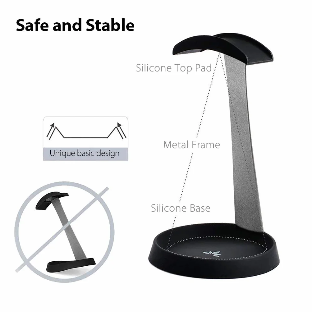 Avantree HS102 Support Universel Robuste en métal & Silicone pour Casques Audio avec Support de câble